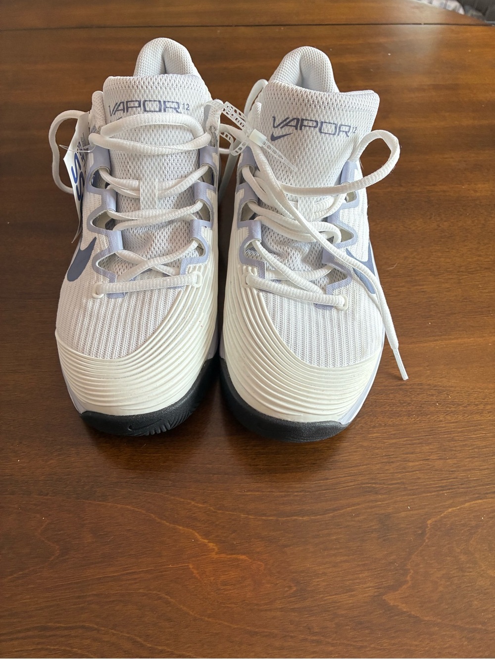 Nike Kids White and Light Purple Vapor 12 Sneakers